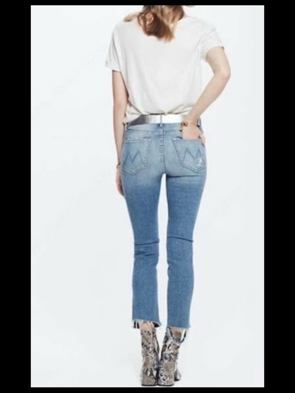 Mother High Waisted Rascal Ankle, love gun size 32